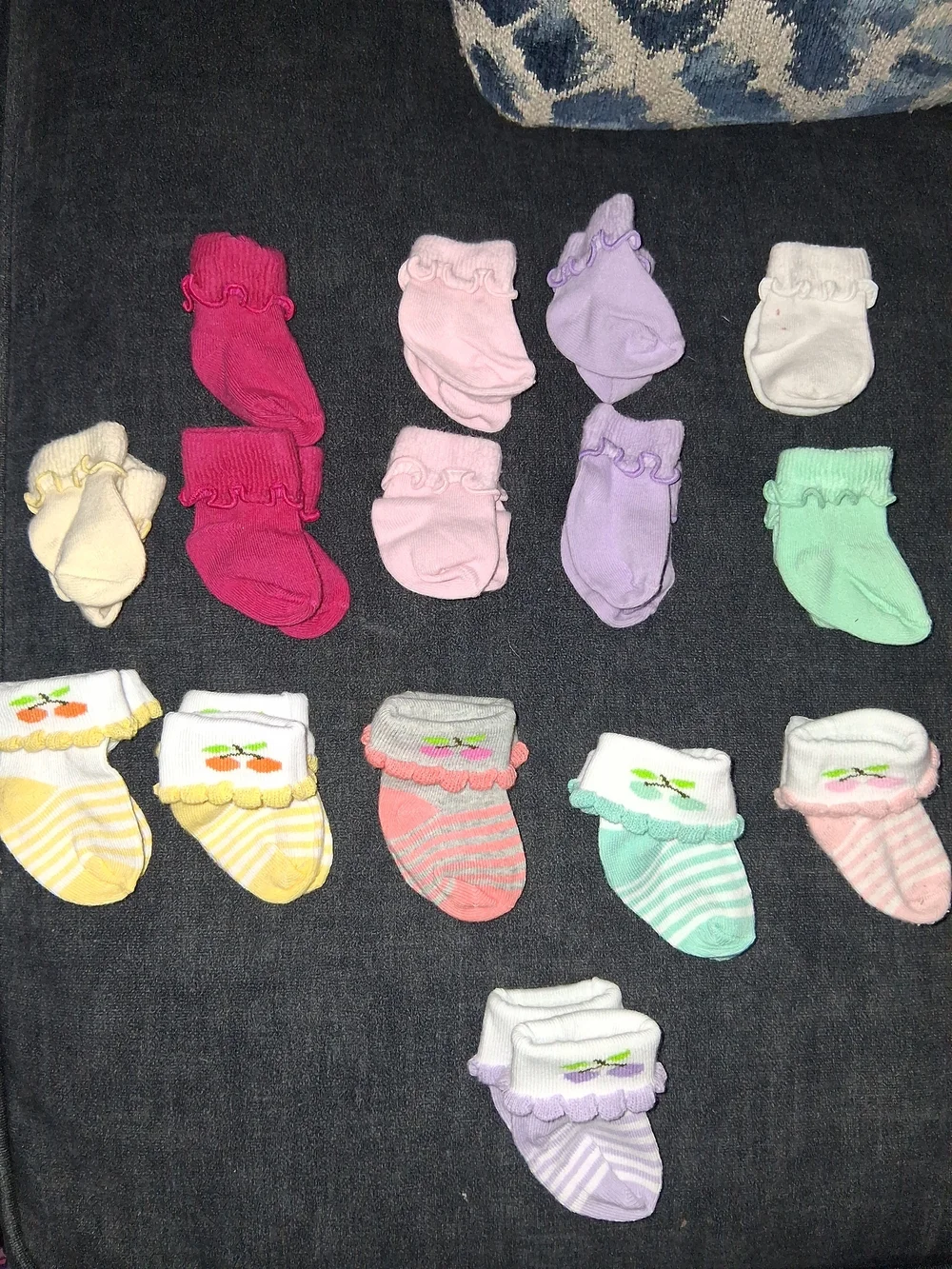 Baby Girls 15 Pack Ruffle Ankle Socks 0-3 Months Assorted Pastel Colors